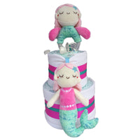 mermaid nappy cake, baby girl nappy cake, new baby mermaid nappy cake, baby gift Ireland, cool baby gift Ireland, quirky baby gifts, new baby gifts, new baby presents, mermaid baby gift