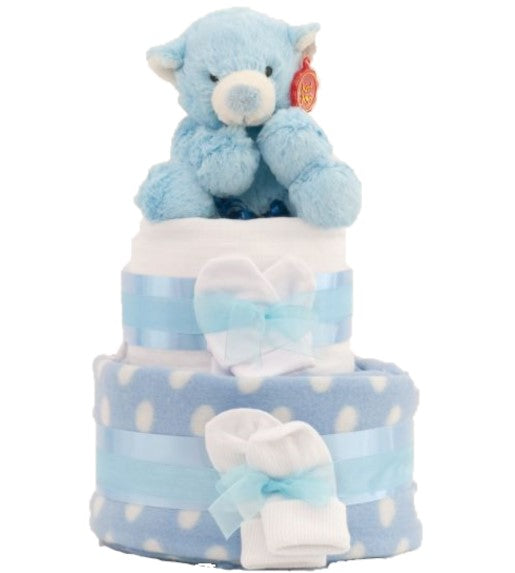 blue nappy cake, baby boys nappy cake, new baby gift, baby boy gift, nappy cakes for a boy, nappy cakes ireland