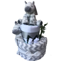 2 Tier Zebra Nappy Cake