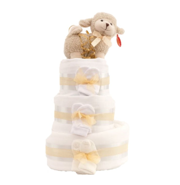 unisex nappy cake, 2 tier natural nappy cake, cream nappy cake, baby gifts, baby showers, baby present, baby gifts, irish baby