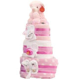 pink nappy cake, luxury nappy cake, girls nappy cake, new baby girl gift, baby gifts ireland, nappycakesie