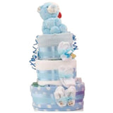 3 tier boys nappy cake, blue nappy cake, nappy cakes ireland, nappycakesie, baby gifts ireland