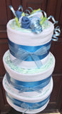 Blue Beautiful Blooms Nappy Cake - 4 Tier