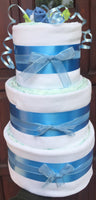 Blue Beautiful Blooms Nappy Cake - 4 Tier