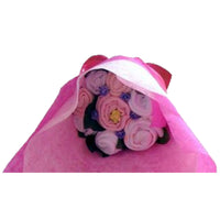 pink baby clothes bouquet, baby girl bouquet, baby clothes blossoms, baby shower gift, new baby girl gift, nappycakesie