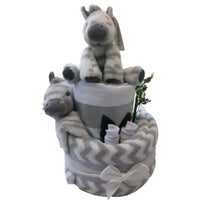 2 Tier Zebra Nappy Cake