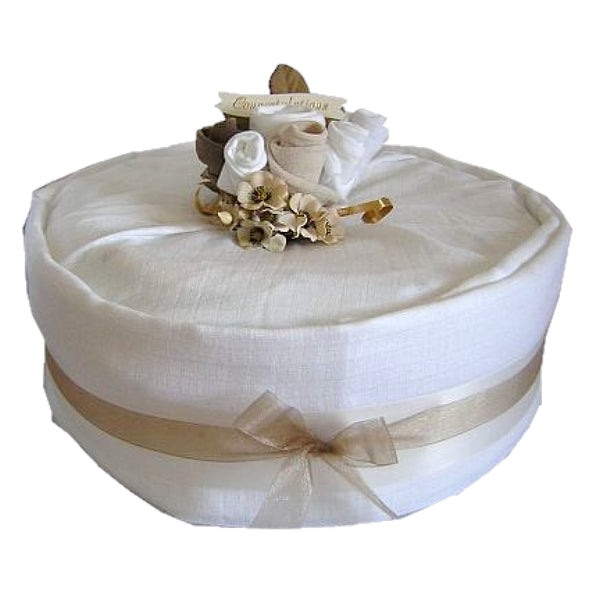 unisex nappy cake, 1 tier natural nappy cake, cream nappy cake, baby gifts, baby showers, baby present, baby gifts, irish baby